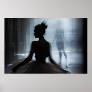 Art poster with silhouette of a dancer 