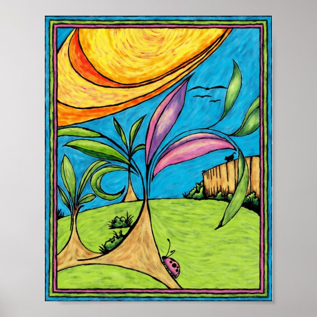 Art Print, Backyard Summer Fun Poster (Front)