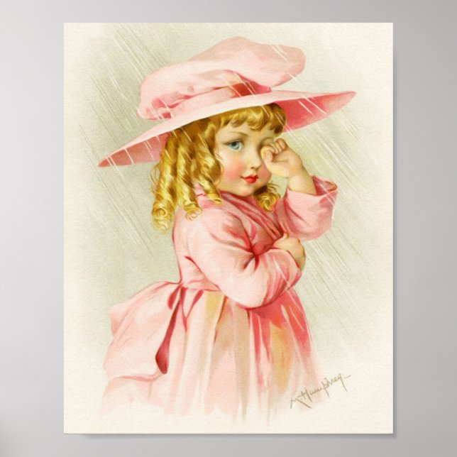 Art Print by Maud Humphrey Girl in Rain (Front)