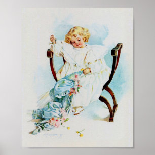 Art Print by Maud Humphrey Girl Sewing