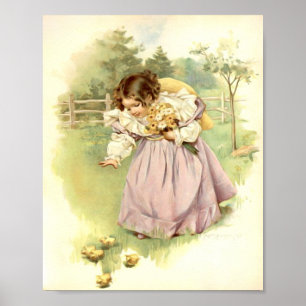 Art Print by Maud Humphrey Girl with Chicks