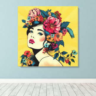 Art Print Canvas Woman With Flower Wreath