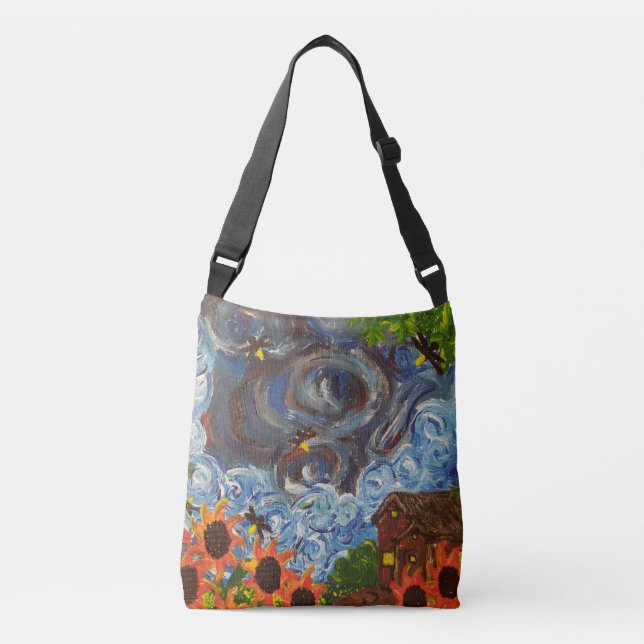 Art print crossbody bag of "Imagined as Van Gogh" (Front)