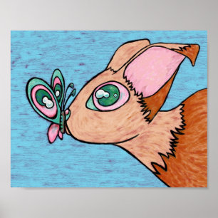 Art Print, Curious Butterfly Friend Poster