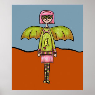 Art Print, Cute Bat Girl Poster
