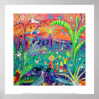 Art Print: Happy Bird Day at the Zoo Poster