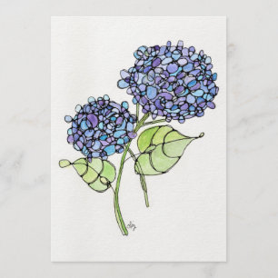 Art Print - Hydrangea - Watercolor & Ink Card