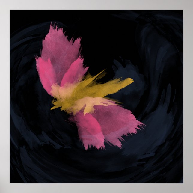 Art Print, Midnight Flight Watercolor Poster (Front)