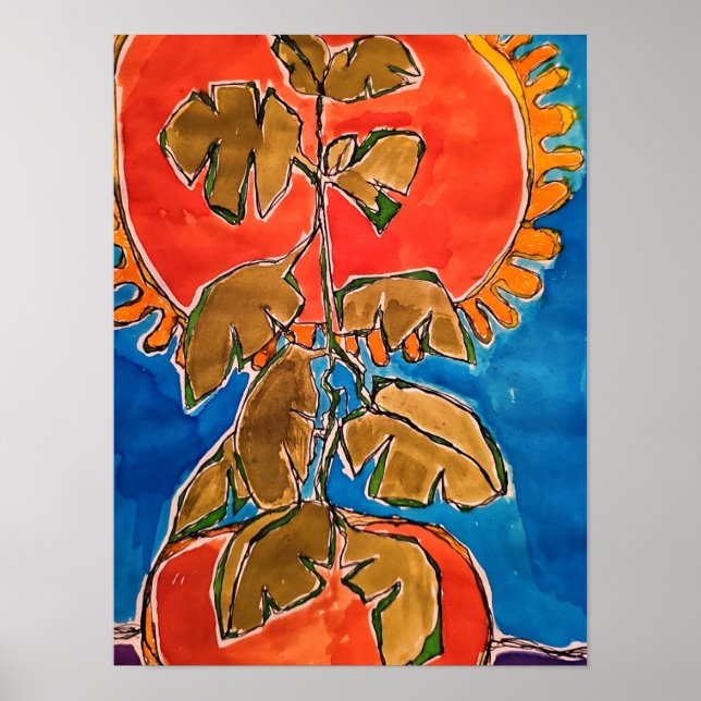 Art print of a surrealistic tomato plant (Front)