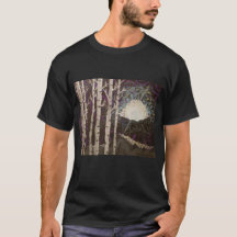 Art print on t shirt of "Aspens in Moonlight"