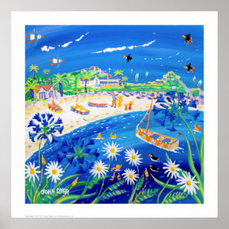 Art Print: Puffin days, Tresco. By John Dyer Poster