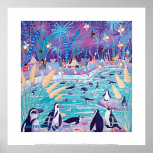 Art Print: Purple Penguin Party Poster
