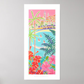 Art Print: Sailing in the Bay, Menton, France Poster