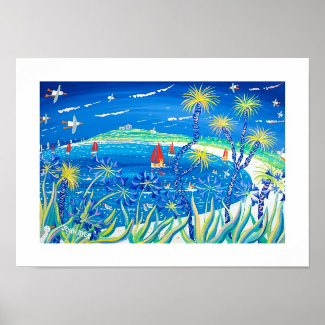 Art Print: Wiggly Palms and Agapanthus Tresco Poster (Front)