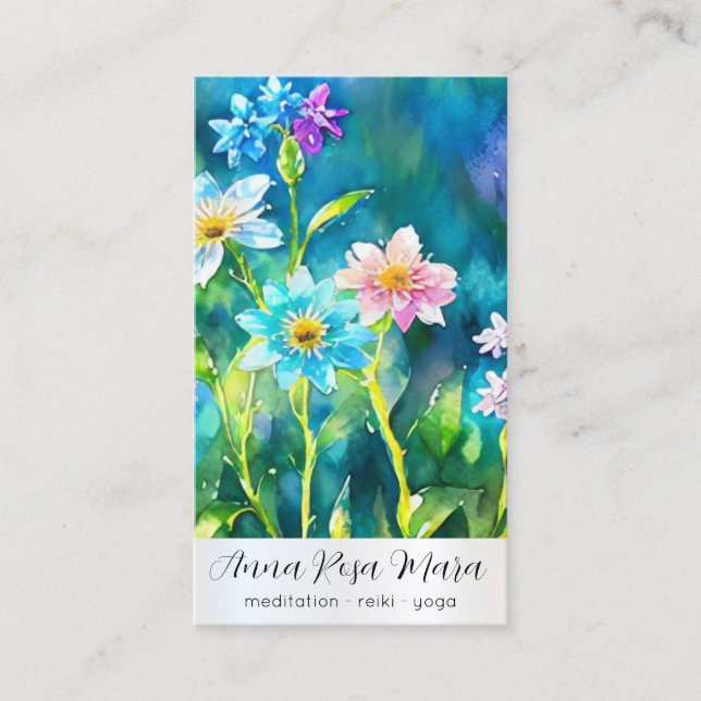 *~* Art QR Lotus Water Lily FlowersAP67 Business Card (Front)