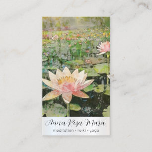 *~* Art QR Lotus Water Lily FlowersAP67 Business Card