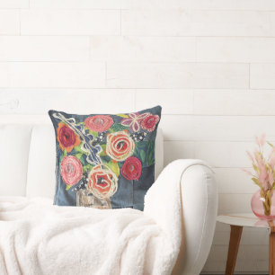 art quilt designed roses bouquet pillow with sunfl