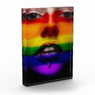 Art: Rainbow Gay Pride Face Photo Block