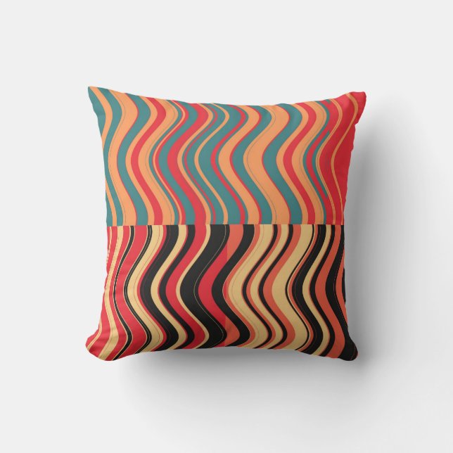 Art Retro Colourful Wave Abstract 2 Cushion (Front)
