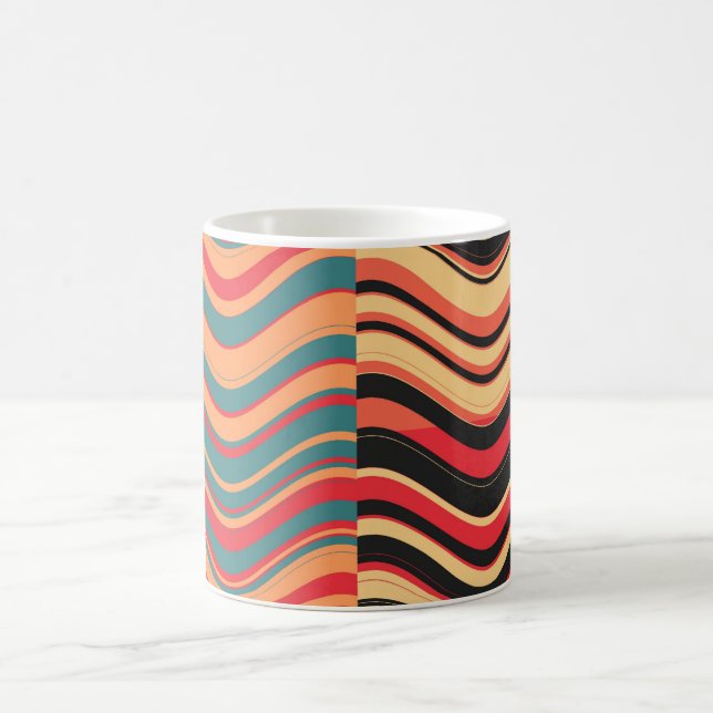 Art Retro Colourful Wave Abstract Coffee Mug (Center)
