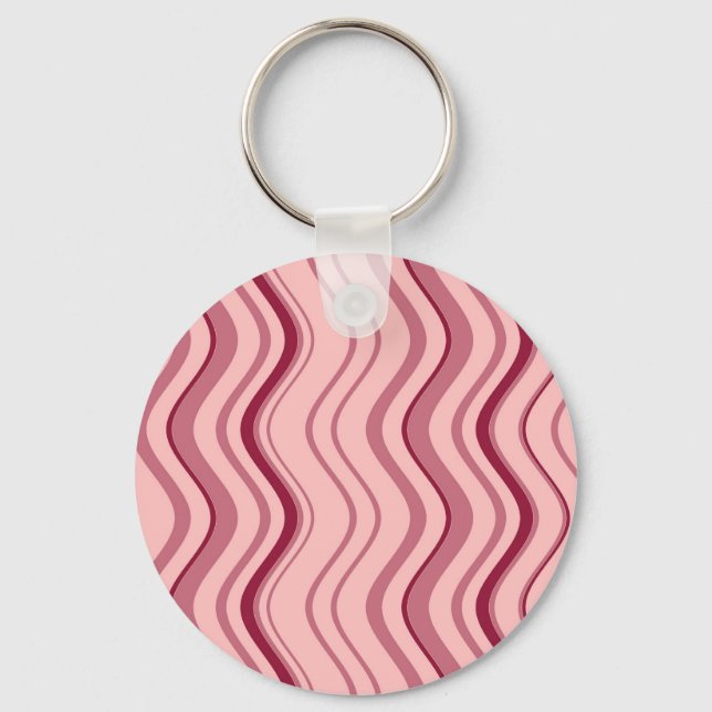 Art Retro Pink Wave Abstract Key Ring (Front)