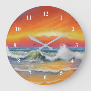 Art Sea Sunset Clock