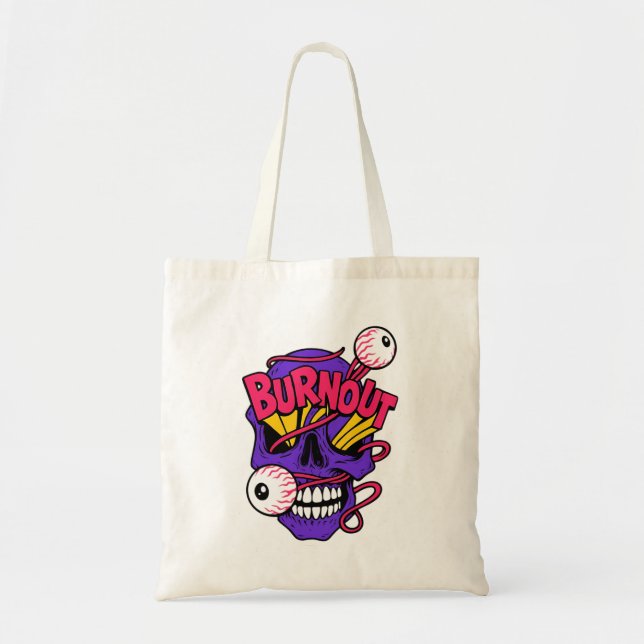 Art Skull with Burnout Tote Bag (Front)