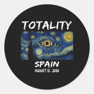 Art Solar Eclipse 2026 Totality 12th August Men Classic Round Sticker