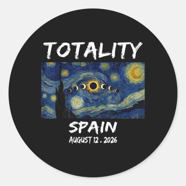 Art Solar Eclipse 2026 Totality 12th August Men Classic Round Sticker (Front)