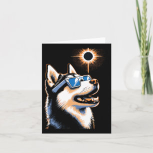 Art Solar Eclipse Husky Dog Wearing Eclips Glasses Card