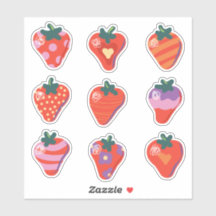 Art Strawberries Custom-Cut Vinyl Sticker