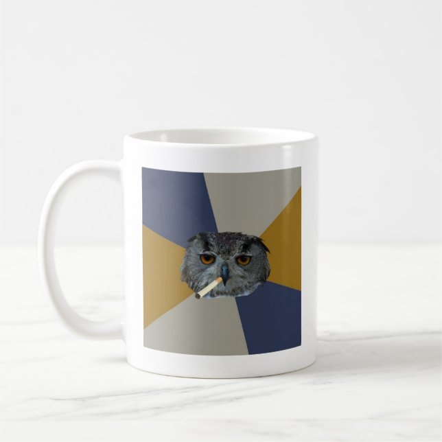 Art Student Owl Advice Animal Meme Coffee Mug (Left)