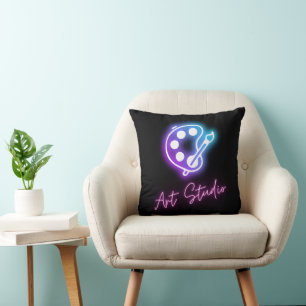 Art Studio Neon Line Art Cushion