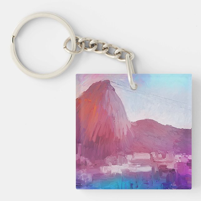 Art Sugarloaf Mountain Rio de Janeiro Key Ring (Front)
