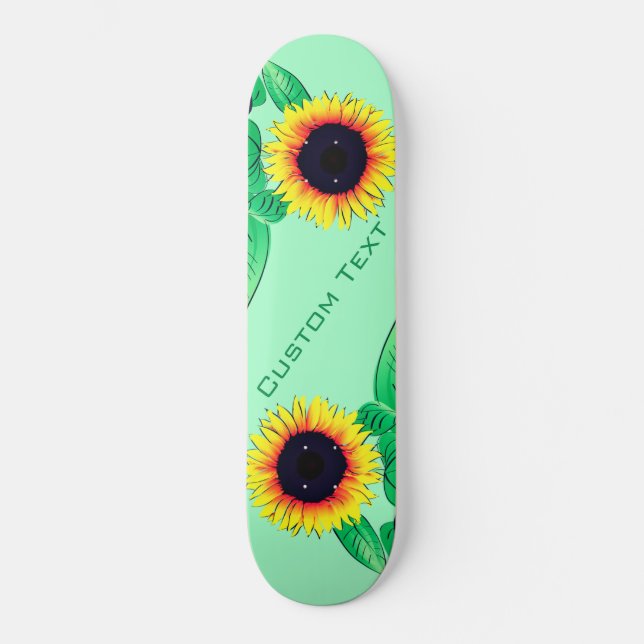 Art Sunflowers - Add Your Text / Colours - Modern Skateboard (Front)