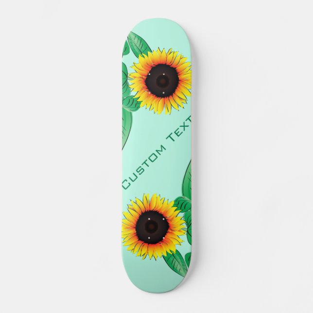 Art Sunflowers - Add Your Text / Name - Skateboard (Front)