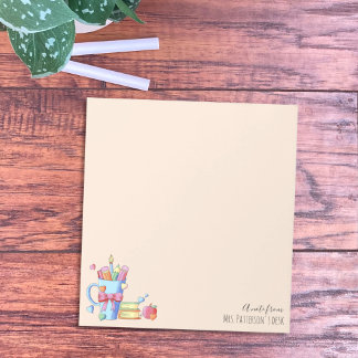Art Supplies Books And Hearts Teacher Notepad
