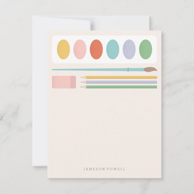 Art Supplies Children's Stationery Card (Front)