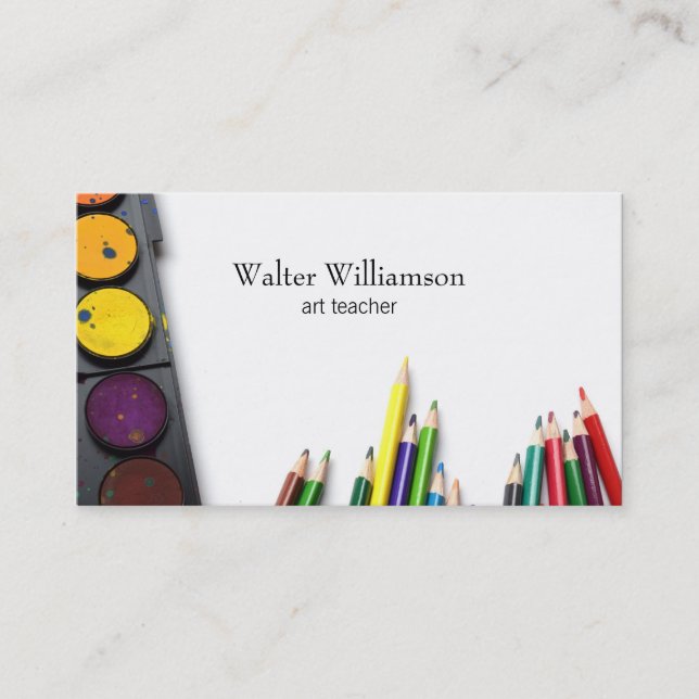 Art Teacher, Back To School, Art Supplies, Art Business Card (Front)