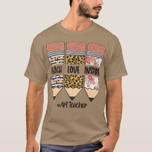 Art Teacher Back To School Teach Love Inspire Leop T-Shirt