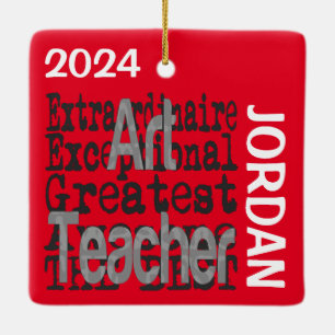 Art Teacher Extraordinaire CUSTOM Ceramic Ornament