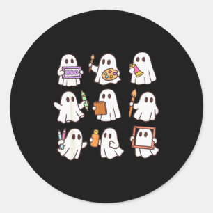 Art Teacher Ghost Halloween Artists Painter Teache Classic Round Sticker