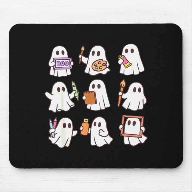 Art Teacher Ghost Halloween Artists Painter Teache Mouse Mat (Front)
