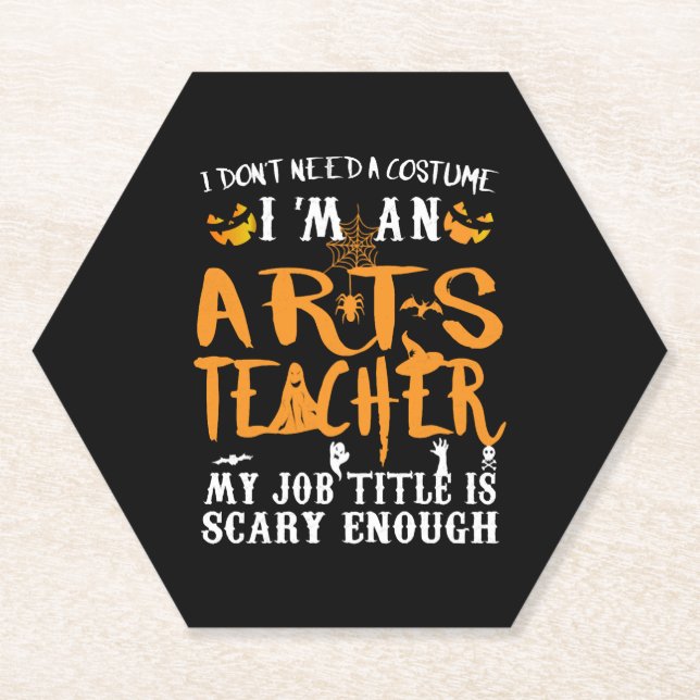 Art Teacher Halloween Funny Costume Paper Coaster (Front)