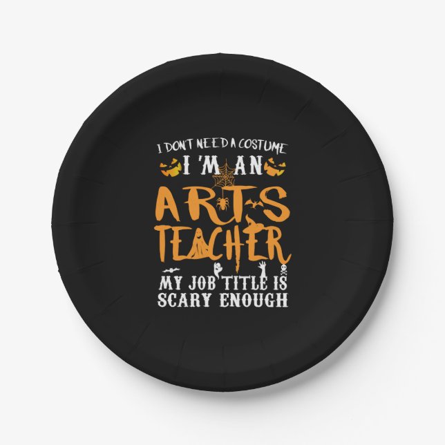 Art Teacher Halloween Funny Costume Paper Plate (Front)