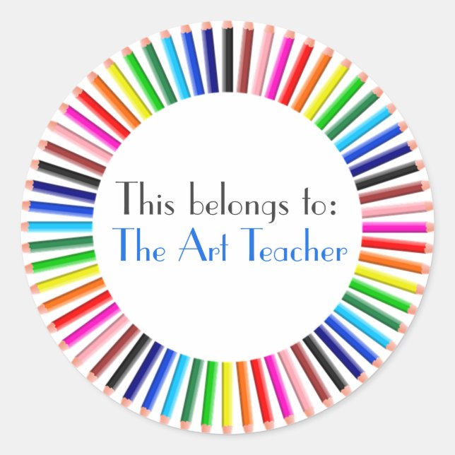 Art Teacher Label,Coloured Pencils,Gift for Teache Classic Round Sticker (Front)
