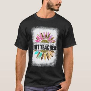 Art Teacher Leopard Sunflower Back To School T-Shirt