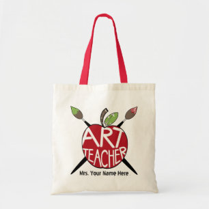 Art Teacher Painted Apple & Paint Brushes Bag