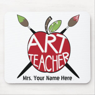 Art Teacher Painted Apple & Paint Brushes Mouse Mat