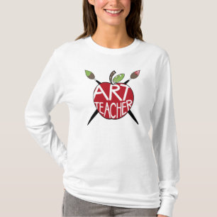 Art Teacher Painted Apple & Paint Brushes T-Shirt